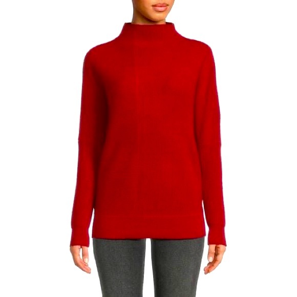 Saks Fifth Avenue Cashmere Funnelneck Sweater Vibrant Red XS - Picture 1 of 5